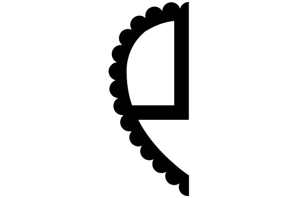 A stylized black and white letter 'e' with a decorative border.