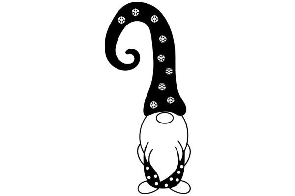 Whimsical Winter Character: A Snowflake-Adorned Creature with a Cute Face and a Long, Curly Tail