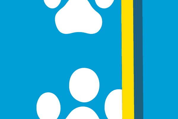 Blue and Yellow Paw Print Letter B