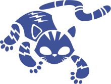 Stylized Blue Cat with Electric Zap Design