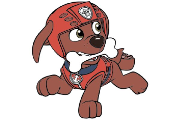 Adorable Dog in a Red Helmet and Uniform, Ready for Action!