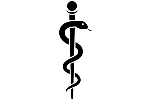 Simplistic Logo of a Snake and Staff