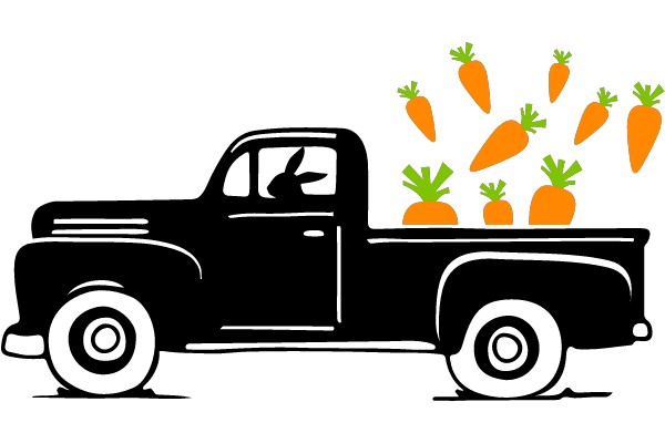 Carrot Overload: A Retro Delivery Truck's Load
