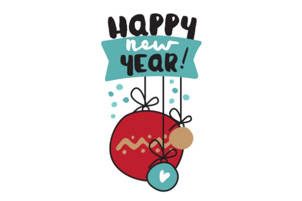 Happy New Year! Celebrate with a festive sticker featuring a red ball and a gold bell.
