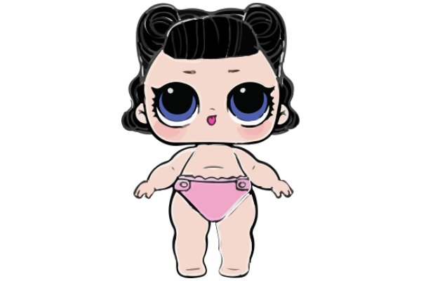Adorable Anime-Style Character: A Chibi-Fashioned Female with Pink Hair and Eyes