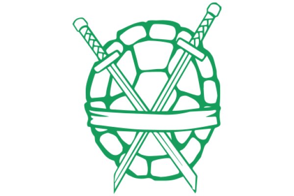 A Vibrant Logo of a Turtle with Swords Crossed Behind It