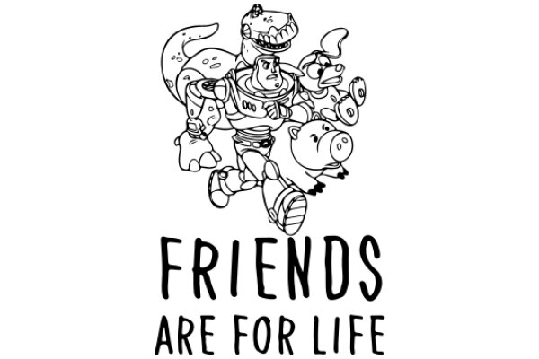 Friends Are for Life: A Whimsical Illustration of a Dinosaur, a Robot, and a Pig