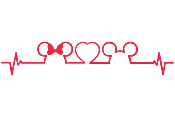 A Playful EKG Line with Heart Symbols and Mickey Mouse Ears