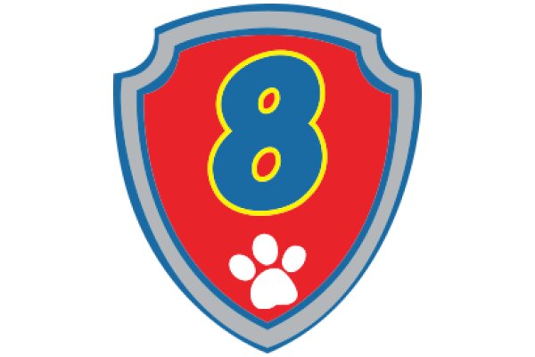 Vibrant Logo with Number Eight and Paw Print