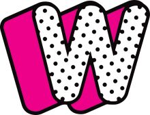 Vintage-Inspired Letter 'W' with Pink and White Polka Dots