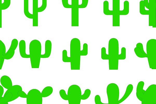 Green Silhouettes of Cactus Plants