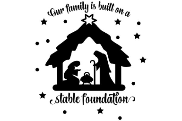 A Silhouette of a Family's Christmas Card, Celebrating the Birth of a New Member with a Star and the Words 'Our Family is Built on a Stable Foundation'.