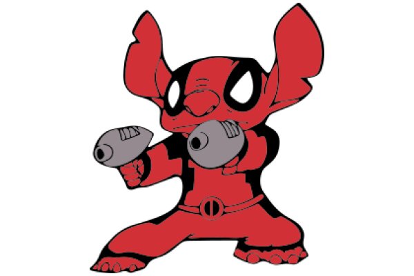 Vintage Cartoon Character: A Red Alien with Two Guns
