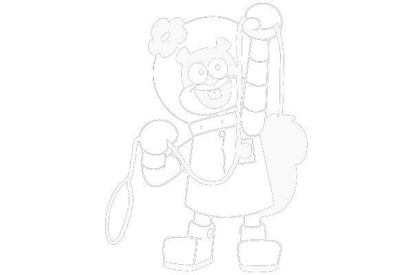Happy Pencil Drawing: A Cheerful Character with a Flower Hat and Backpack
