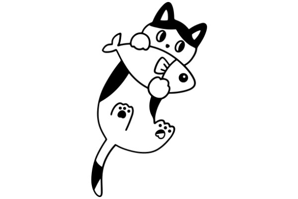 A Whimsical Scene of a Cat and a Cow