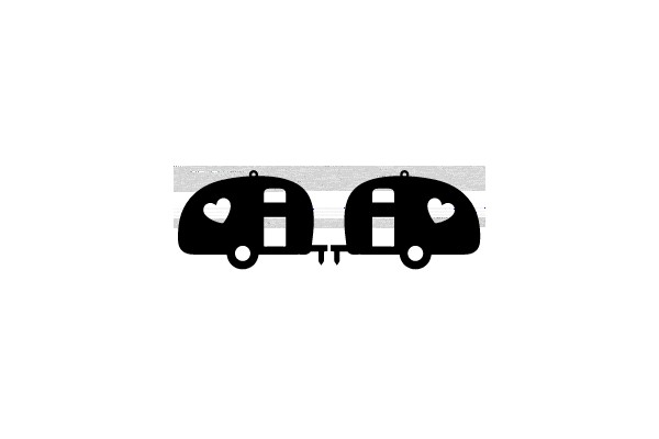 Two Camper Trailers with Heart Motifs