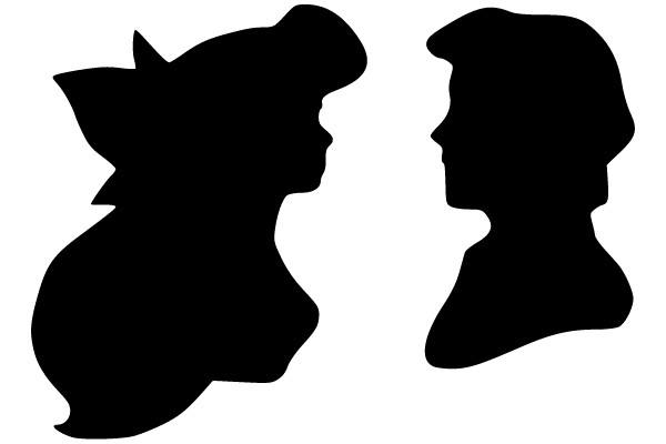 Silhouette of Two Figures in Profile