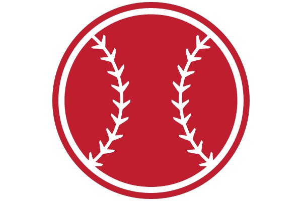 Symbolic Baseball Design: Red and White Circle with Stitched Lines