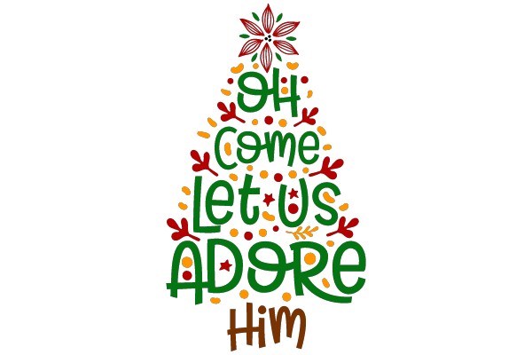 Advent Christmas Tree Typography Art