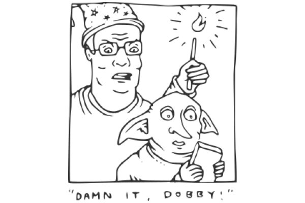 A Humorous Take on a Classic Scene: A Man and a Goblin in a Comic Strip