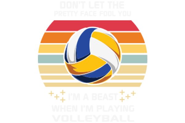 Vibrant Volleyball Logo with a Colorful Stripe Background