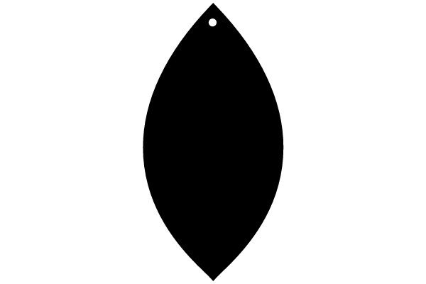 A Teardrop-Shaped Black Tag with a Hole at the Top