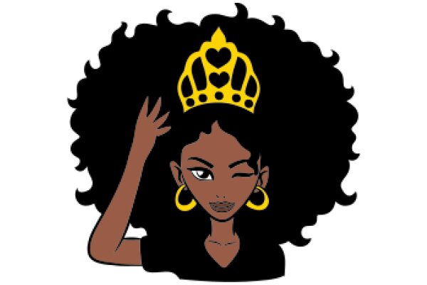 Stylish and Elegant: A Portrait of a Woman with a Crown and Heart-Shaped Earrings