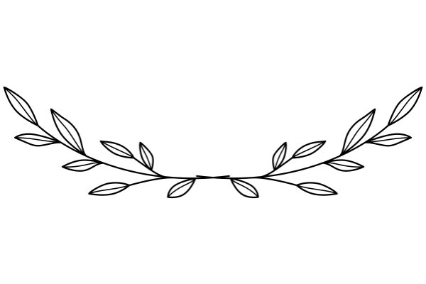 Simplistic Line Drawing of a Leafy Branch