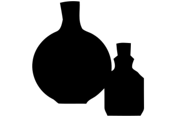 Simplistic Still Life: A Bottle and a Flask on a White Background