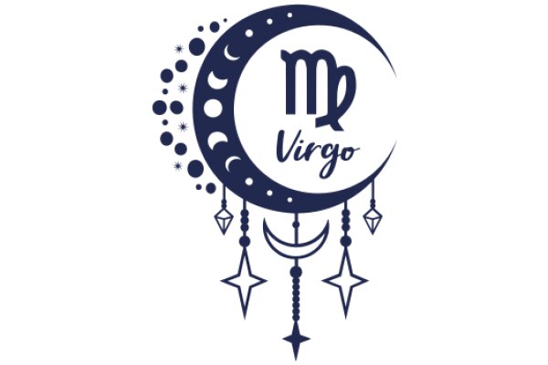 Stylized Astrological Sign for Virgo with Moon and Stars