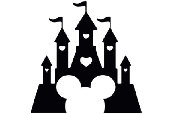 Silhouette of a Disney Castle and Mickey Mouse Ears