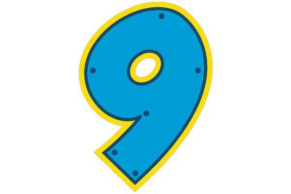 Bold Number Nine in Blue and Yellow