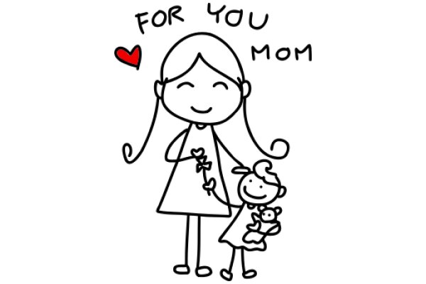 For You, Mom: A Heartwarming Drawing of a Mother and Child