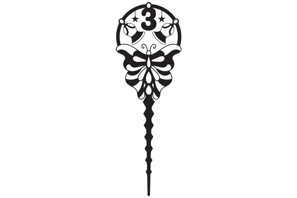 Stylized Number 3 with a Butterfly Design