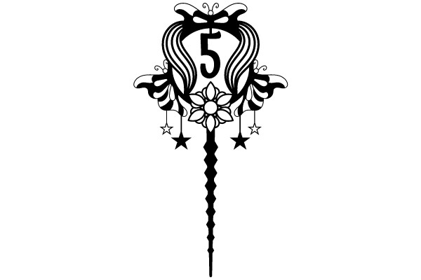 Stylized Number Five with Decorative Elements
