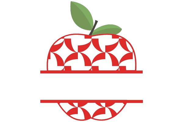 A Red Apple with a Green Leaf, Surrounded by a Pattern of Red and White Circles