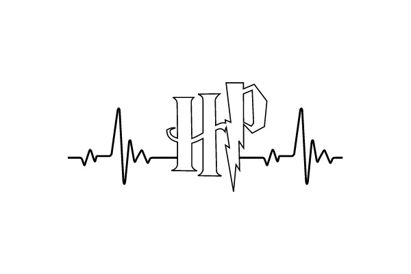 Lightning-Hit HP Logo with Heartbeat Line