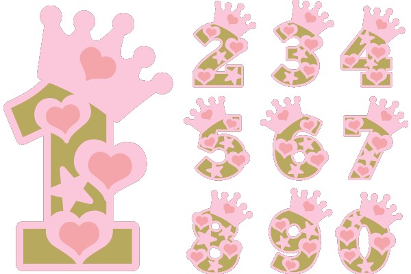 Celebratory Number Stickers with Heart Designs
