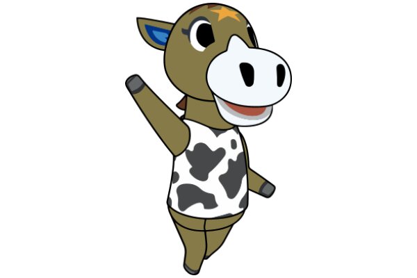 A Playful Cartoon of a Horse-like Creature with a Cow's Face, Striking a Pose with a Star on Its Head