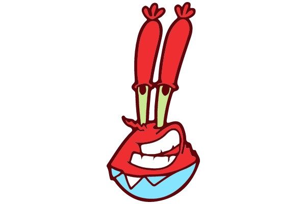 Vibrant Red Cartoon Character with a Big Smile and Two Antennae