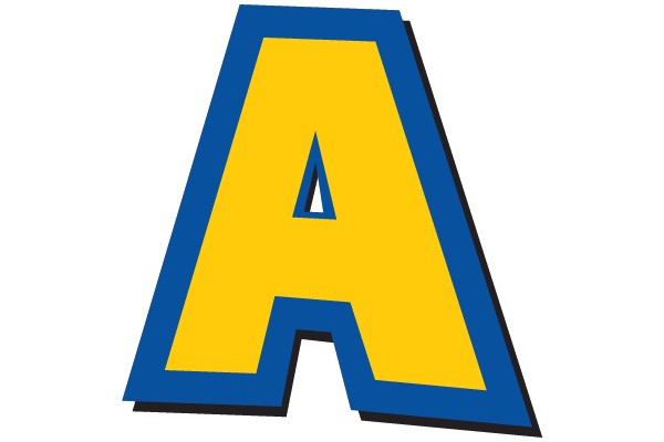 Bold Yellow and Blue Letter 'A'