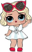 Stylish Cartoon Character with Red Sunglasses and White Dress