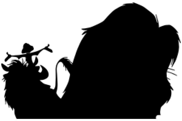 A Silhouette of a Fantastical Creature and a Human, Set Against a White Background