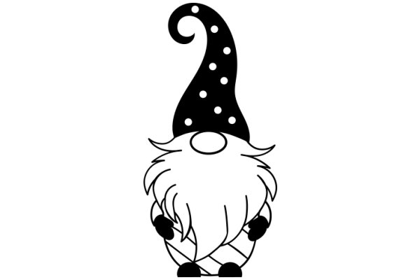 Whimsical Illustration of a Wizard-like Character with a Pointy Hat and a Long Beard