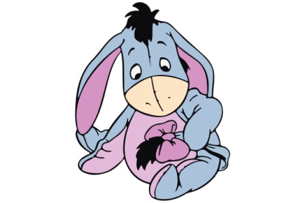 A Cute Cartoon Eeyore with a Purple Heart