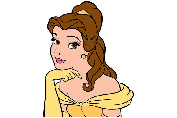 A Stylish Animation of a Female Character with a Yellow Dress and a Yellow Gloves