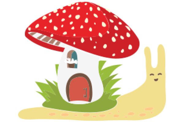Whimsical Adventures: A Playful Illustration of a Mushroom House and a Bunny