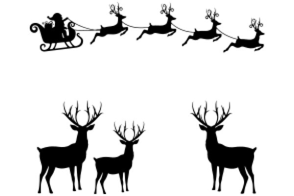 Silhouette Christmas Scene: Santa's Sleigh and Reindeer