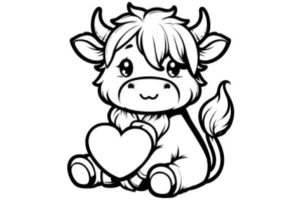 Adorable Cartoon Cow with a Heart