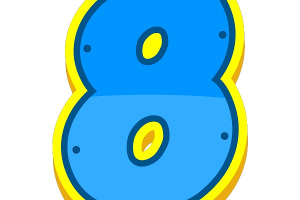 Colorful Cartoon Number 8